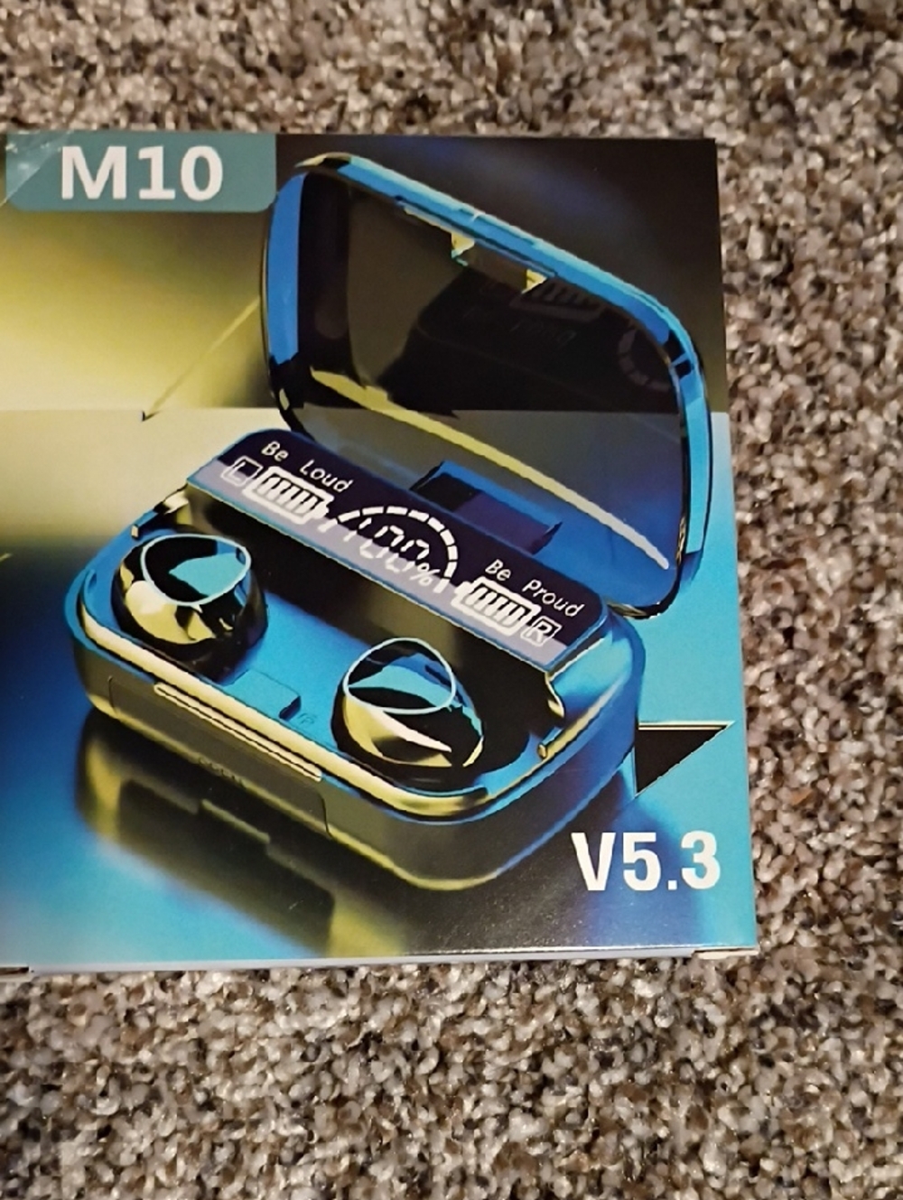 M10 V5.3 Blue Wireless Earbud Headphones